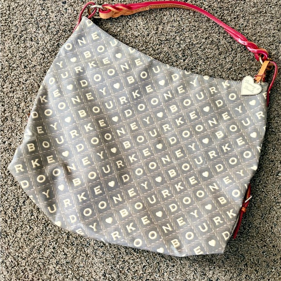 Dooney & Bourke Monogram Gray and Red Hobo Bag - Picture 1 of 5